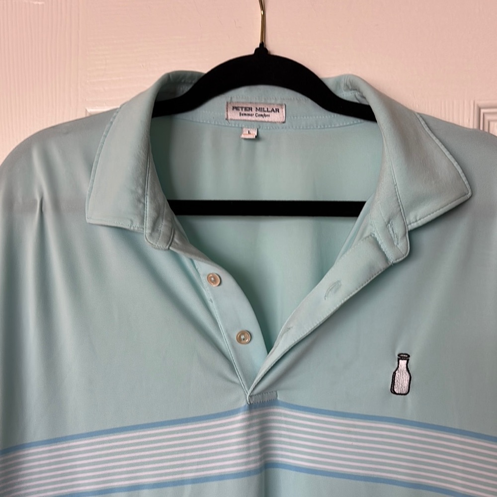 Peter Millar Light Blue Men's Summer Comfort Shirt. Size L